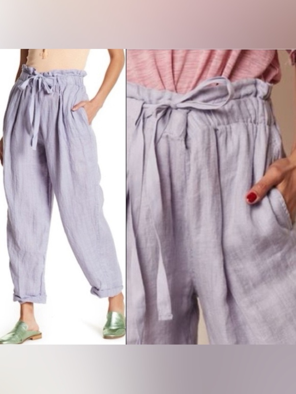 Free People Only Over You Paperbag Waist Linen Pants